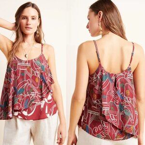 Anthropologie x Farm Rio Benita Cami Blouse Size S Toucans & Palm Pattern